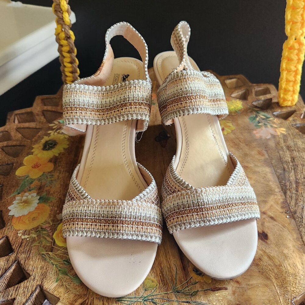 Coach and Four 'Vandela' Wedge Sandal w/Neutral Multicolored bands